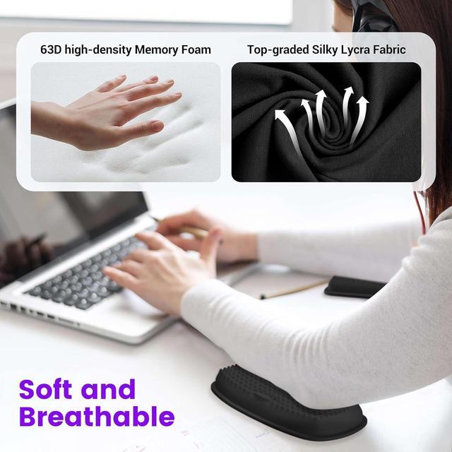 Alt view image 4 of 7 - Elbow Rest Pads for Desk Thicken Large Size Elbow Pads with Soft Memory Foam and Non-Slip Silicone Base Armrest Pad Wrist Rest Pad for Home Office and Games (2 pcs)