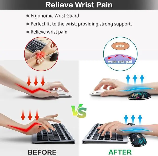 Alt view image 3 of 7 - Mouse Pad with Wrist Rest 4-in-1 Large Mousepad+Keyboard Wrist Rest+Mouse Pad Wrist Support+Cup Pad Set Ergonomic Mouse Pad Anti-Slip Memory Foam Desk Mat for Home Office Gaming(35.4×15.7in)