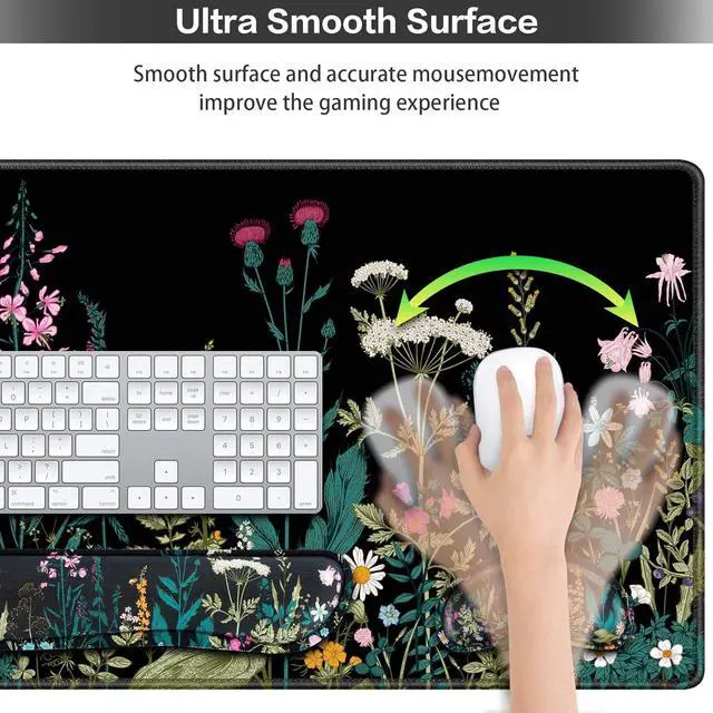 Alt view image 4 of 7 - Mouse Pad with Wrist Rest 4-in-1 Large Mousepad+Keyboard Wrist Rest+Mouse Pad Wrist Support+Cup Pad Set Ergonomic Mouse Pad Anti-Slip Memory Foam Desk Mat for Home Office Gaming(35.4×15.7in)