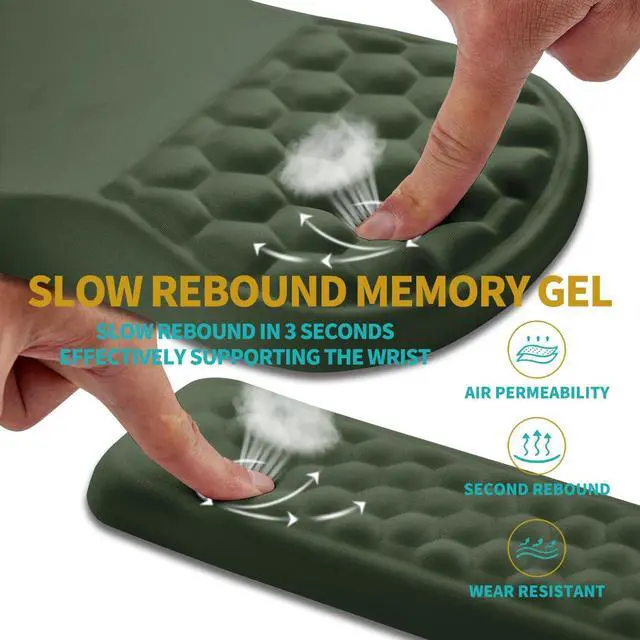 Alt view image 3 of 6 - 2 in 1 Ergonomic Mouse Pad Wrist Support & Wrist Rest for Computer Keyboard Set with Relieve Carpal Tunnel Pain Massage Bulge and Full Memory Gel Design (2In1 Set Dark Green)