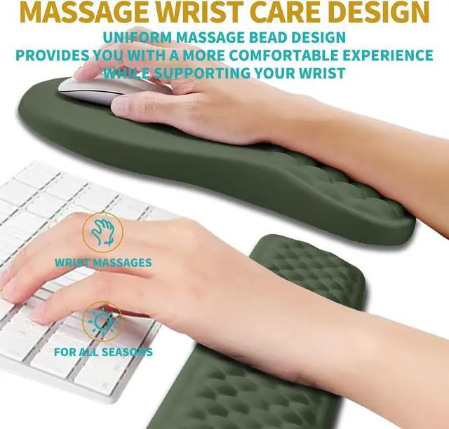 Alt view image 4 of 6 - 2 in 1 Ergonomic Mouse Pad Wrist Support & Wrist Rest for Computer Keyboard Set with Relieve Carpal Tunnel Pain Massage Bulge and Full Memory Gel Design (2In1 Set Dark Green)
