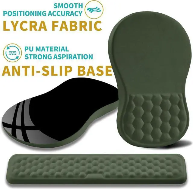 Alt view image 6 of 6 - 2 in 1 Ergonomic Mouse Pad Wrist Support & Wrist Rest for Computer Keyboard Set with Relieve Carpal Tunnel Pain Massage Bulge and Full Memory Gel Design (2In1 Set Dark Green)