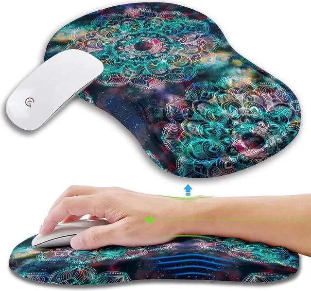Main image of Ergonomic Mouse Pad Wrist Support with Memory Foam Massage Bulge Carpal Tunnel Pain Relief Mousepad Wrist Rest for Mouse(12x8 inch Mandala)