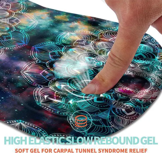 Alt view image 2 of 6 - Ergonomic Mouse Pad Wrist Support with Memory Foam Massage Bulge Carpal Tunnel Pain Relief Mousepad Wrist Rest for Mouse(12x8 inch Mandala)