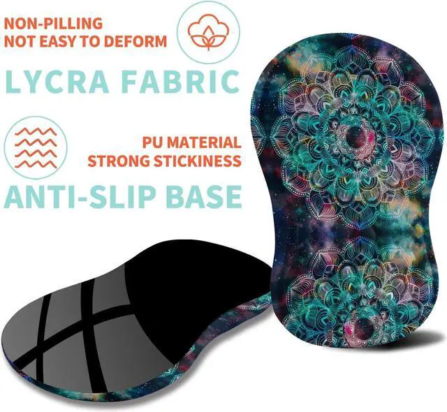 Alt view image 6 of 6 - Ergonomic Mouse Pad Wrist Support with Memory Foam Massage Bulge Carpal Tunnel Pain Relief Mousepad Wrist Rest for Mouse(12x8 inch Mandala)