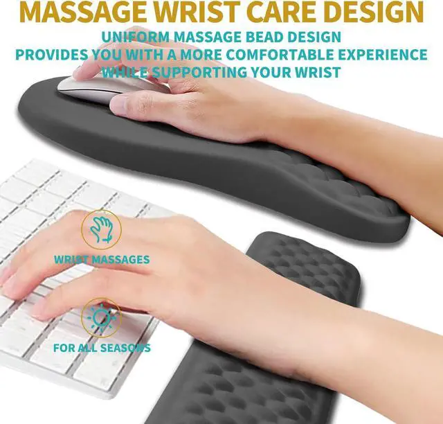 Alt view image 4 of 6 - 2 in 1 Ergonomic Mouse Pad Wrist Support & Wrist Rest for Computer Keyboard Set with Relieve Carpal Tunnel Pain Massage Bulge and Full Memory Gel Design (2In1 Set Dark Gray)