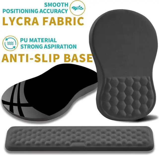 Alt view image 6 of 6 - 2 in 1 Ergonomic Mouse Pad Wrist Support & Wrist Rest for Computer Keyboard Set with Relieve Carpal Tunnel Pain Massage Bulge and Full Memory Gel Design (2In1 Set Dark Gray)