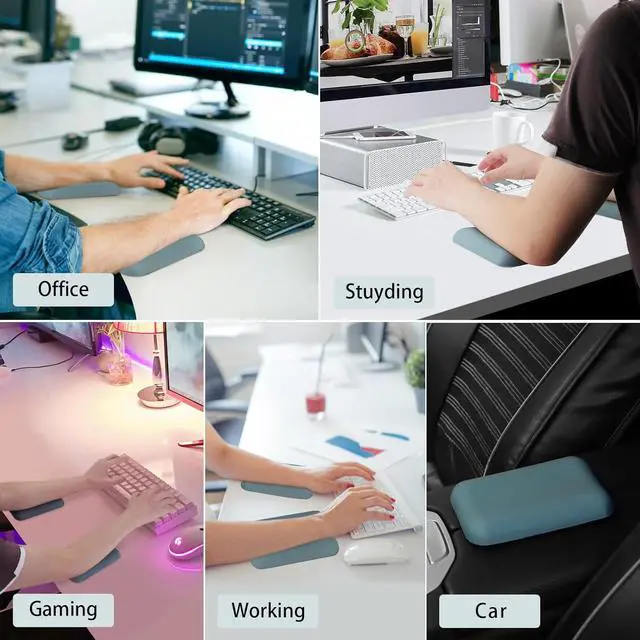 Alt view image 7 of 7 - Elbow Rest Pads for Desk Green Ergonomic Wrist Rest Pad Arm Rest Pads with Memory Foam & Non-Slip Base Armrest Cushion Support Pad Relieve Elbow and Wrist Pain for Computer Office 2 Packs
