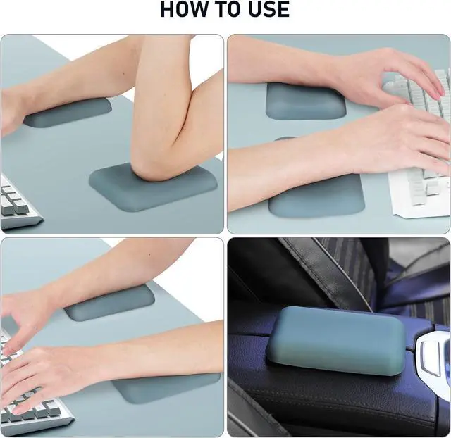 Alt view image 6 of 7 - Elbow Rest Pads for Desk Green Ergonomic Wrist Rest Pad Arm Rest Pads with Memory Foam & Non-Slip Base Armrest Cushion Support Pad Relieve Elbow and Wrist Pain for Computer Office 2 Packs