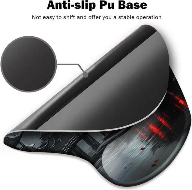 Alt view image 3 of 6 - Ergonomic Mouse Pad with Wrist Rest Gaming Mouse Pad with Wrist Support Funny Mouse Pads for Desk Computer Mousepad with Non-Slip Pain Relief PU Base Cute Office Desk Accessories Full Moon