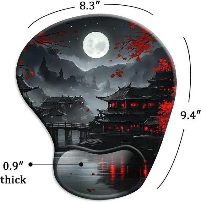 Alt view image 5 of 6 - Ergonomic Mouse Pad with Wrist Rest Gaming Mouse Pad with Wrist Support Funny Mouse Pads for Desk Computer Mousepad with Non-Slip Pain Relief PU Base Cute Office Desk Accessories Full Moon