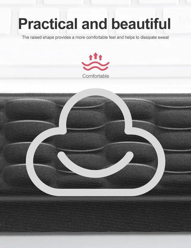 Alt view image 3 of 7 - VAYDEER Wrist Rest Set Keyboard and Mouse Wrist Rest Ergonomic Gel Pad for Desk Memory Foam Support for Office Gaming Computer Laptop Mac - Black