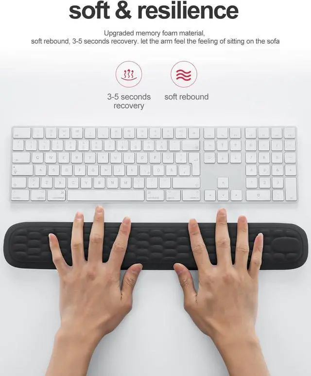 Alt view image 6 of 7 - VAYDEER Wrist Rest Set Keyboard and Mouse Wrist Rest Ergonomic Gel Pad for Desk Memory Foam Support for Office Gaming Computer Laptop Mac - Black