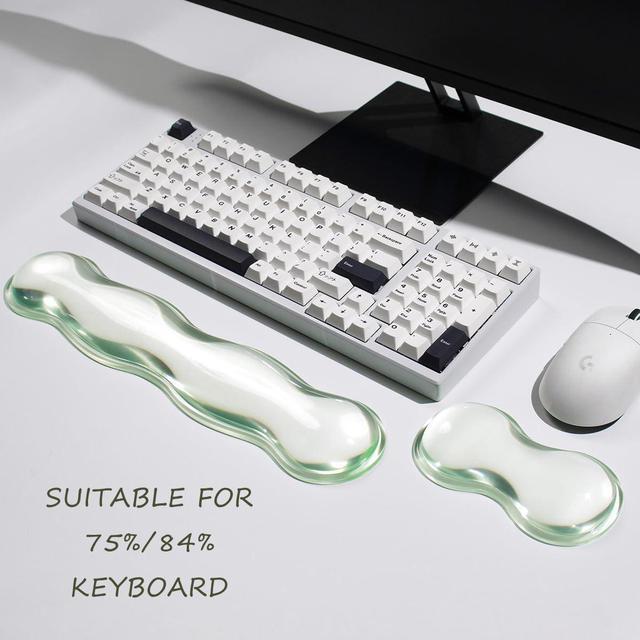 Alt view image 2 of 7 - Clear Gel Keyboard Wrist Rest Green Silicone Keyboard Wrist Rest Cute Ergonomic Wrist Rest for Keyboard 60%/75% (Green-Long)