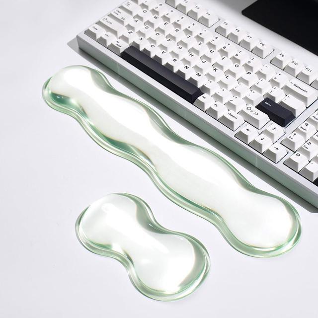 Alt view image 4 of 7 - Clear Gel Keyboard Wrist Rest Green Silicone Keyboard Wrist Rest Cute Ergonomic Wrist Rest for Keyboard 60%/75% (Green-Long)