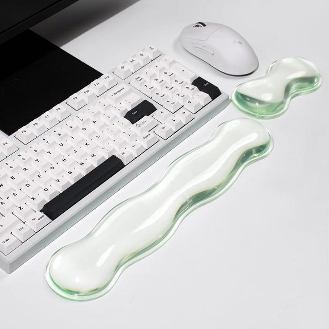 Alt view image 7 of 7 - Clear Gel Keyboard Wrist Rest Green Silicone Keyboard Wrist Rest Cute Ergonomic Wrist Rest for Keyboard 60%/75% (Green-Long)