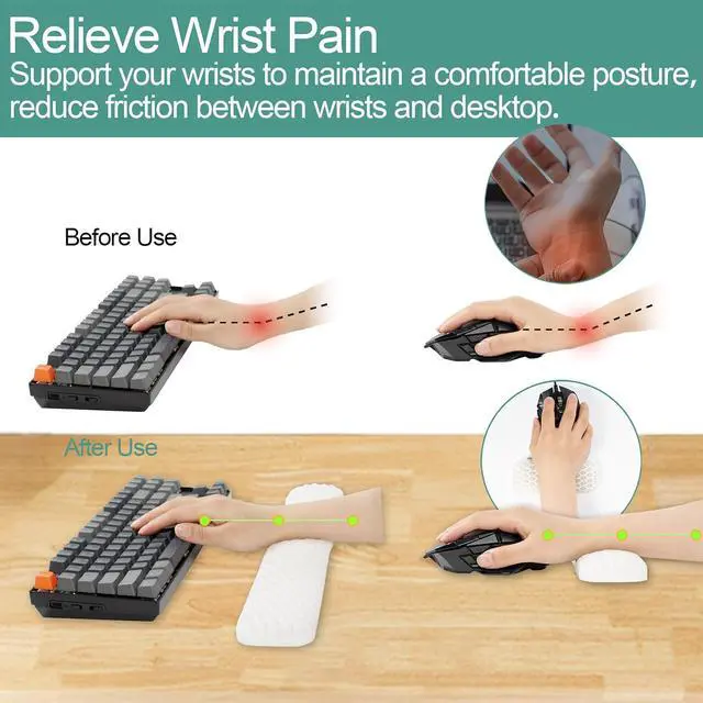 Alt view image 2 of 7 - Gel Computer Keyboard Wrist Rest Set Ergonomic Keyboard and Mouse Pad 2Pcs Upgrade Cooling Soft Breathable Wrist Support for Computer Office Studying Gaming 2-in-1