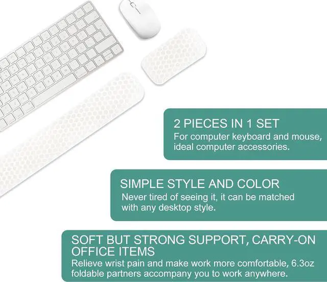 Alt view image 3 of 7 - Gel Computer Keyboard Wrist Rest Set Ergonomic Keyboard and Mouse Pad 2Pcs Upgrade Cooling Soft Breathable Wrist Support for Computer Office Studying Gaming 2-in-1