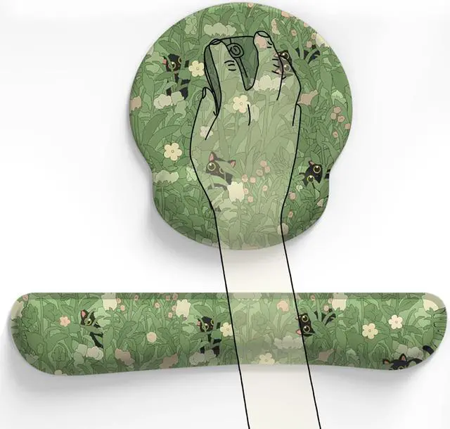 Alt view image 5 of 6 - Cute Flower Mouse Pad Wrist Support Ergonomic Green Hide Out Cat Keyboard Mouse Wrist Rest Non-Slip Gel Anime Kawaii 3D Mouse Pads Wrist Pad Easy Typing Pain Relief Comfortable Computer Mouse Pad.