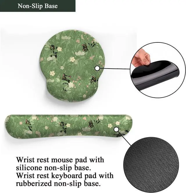 Alt view image 6 of 6 - Cute Flower Mouse Pad Wrist Support Ergonomic Green Hide Out Cat Keyboard Mouse Wrist Rest Non-Slip Gel Anime Kawaii 3D Mouse Pads Wrist Pad Easy Typing Pain Relief Comfortable Computer Mouse Pad.