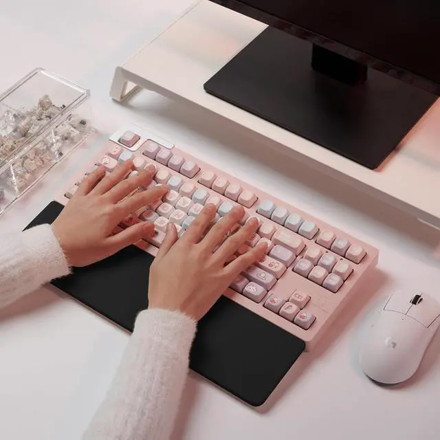 Alt view image 5 of 7 - Mechanical Keyboard Silicone Wrist Rest Keyboard Rest Wrist Guard with Column Hand Rests (Black 80%)