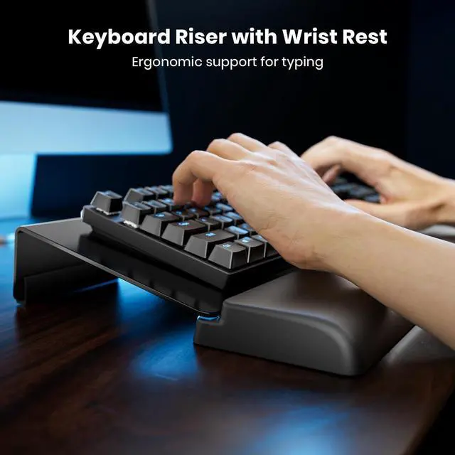 Alt view image 2 of 7 - Wrist Rest for Computer Keyboard Keyboard Riser for Easy Typing Keyboard Stand for Desktop with Silicone Wrist Pad 3-Level Height Adjustment Keyboard Pad for Keyboard for Office Home-Black