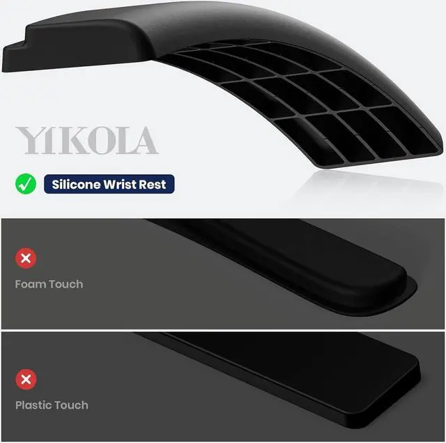 Alt view image 5 of 7 - Wrist Rest for Computer Keyboard Keyboard Riser for Easy Typing Keyboard Stand for Desktop with Silicone Wrist Pad 3-Level Height Adjustment Keyboard Pad for Keyboard for Office Home-Black