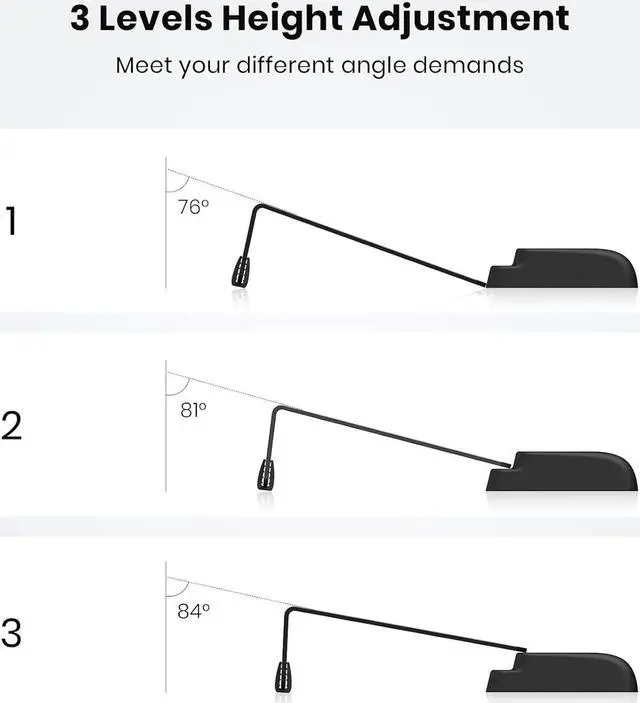 Alt view image 6 of 7 - Wrist Rest for Computer Keyboard Keyboard Riser for Easy Typing Keyboard Stand for Desktop with Silicone Wrist Pad 3-Level Height Adjustment Keyboard Pad for Keyboard for Office Home-Black