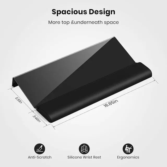 Alt view image 7 of 7 - Wrist Rest for Computer Keyboard Keyboard Riser for Easy Typing Keyboard Stand for Desktop with Silicone Wrist Pad 3-Level Height Adjustment Keyboard Pad for Keyboard for Office Home-Black