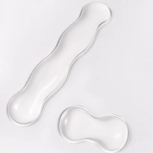 Main image of Clear Gel Wrist Rest for Keyboard and Mouse White Silicone Keyboard Wrist Rest Set Cute Ergonomic Wrist Rest for Keyboard 60%/75%(White)