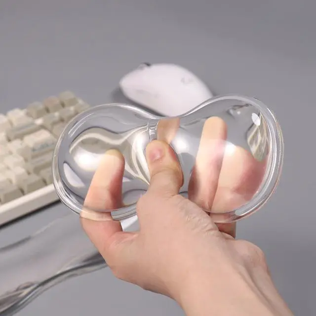 Alt view image 4 of 7 - Clear Gel Wrist Rest for Keyboard and Mouse White Silicone Keyboard Wrist Rest Set Cute Ergonomic Wrist Rest for Keyboard 60%/75%(White)