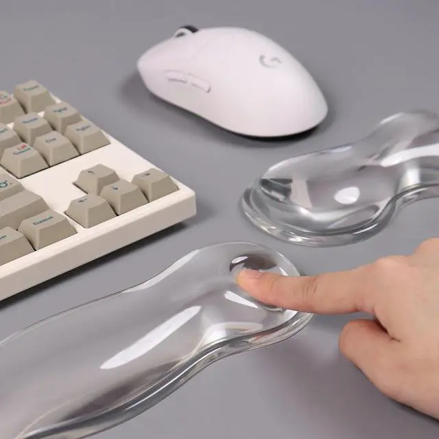 Alt view image 5 of 7 - Clear Gel Wrist Rest for Keyboard and Mouse White Silicone Keyboard Wrist Rest Set Cute Ergonomic Wrist Rest for Keyboard 60%/75%(White)