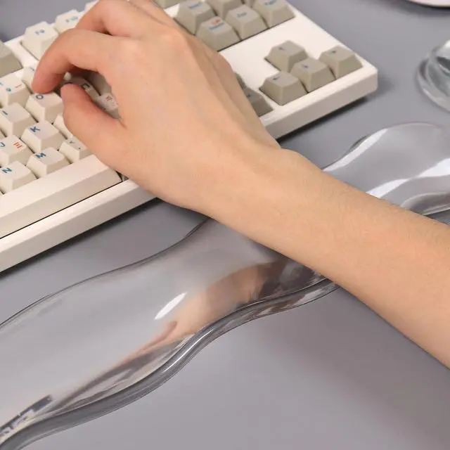 Alt view image 6 of 7 - Clear Gel Wrist Rest for Keyboard and Mouse White Silicone Keyboard Wrist Rest Set Cute Ergonomic Wrist Rest for Keyboard 60%/75%(White)