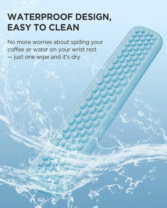 Alt view image 5 of 7 - Wrist Rest for Computer Keyboard Leather Memory Foam Keyboard Wrist Rest Massage Design for Typing Pain Relief Comfortable Keyboard Mouse Wrist Support for Office Gaming Computer Blue