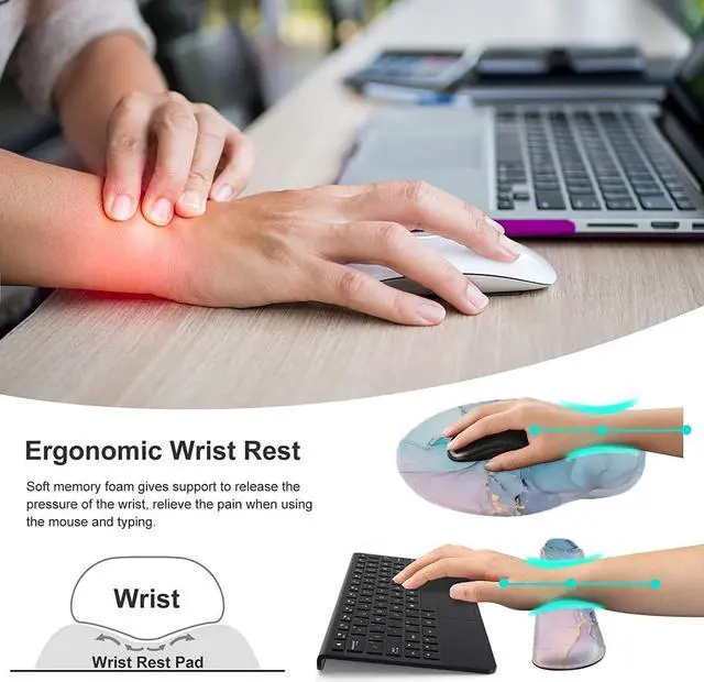 Alt view image 2 of 7 - Keyboard Wrist Rest and Mouse Pad with Wrist Support Ergonomic Memory Foam Mouse Pad for Gaming and Office Pain Relief Mouse Pad and Wrist Support Set