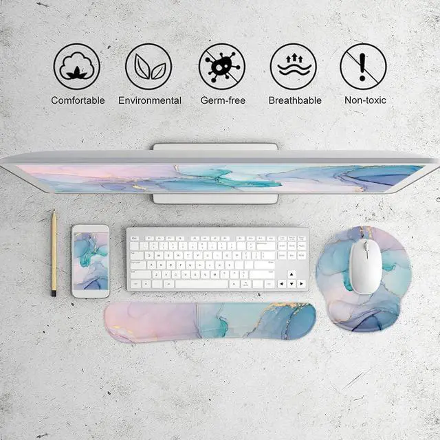 Alt view image 7 of 7 - Keyboard Wrist Rest and Mouse Pad with Wrist Support Ergonomic Memory Foam Mouse Pad for Gaming and Office Pain Relief Mouse Pad and Wrist Support Set