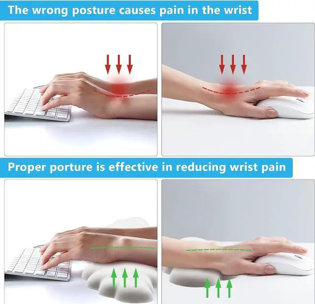 Alt view image 3 of 7 - 2 PCS Keyboard Cloud Wrist Rest Memory Foam Keyboard Palm Rest with Non-Slip Base Ergonomic Keyboard Wrist for Pain Relief Soft Wrist Rest for Office Computer Laptop Gaming Office (White)