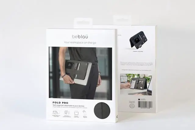 Alt view image 2 of 7 - FOLD PRO Portable Tech Organizer Attachable Device Pouch & Desk Sleeve | Gadget Case for Office and Home | Work-from-Home Essentials | Flexible Backpack Insert | Fits 13"-15"