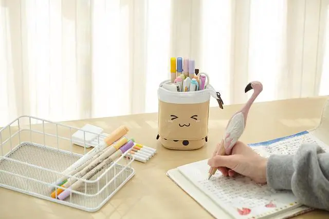 Alt view image 2 of 6 - Telescopic Pencil Bag Pen Holder Pop Up Stationery Case, Stand-up Retractable Transformer Bag Standing Organizer, Great for Christmas Holiday New Year Office Bag