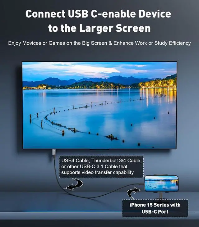 Alt view image 5 of 7 - USB C Female to HDMI Male Adapter | 4K Uni-Directional USB Type C Source to HDMI 2.0 Display Converter Thunderbolt 3/4 to HDMI for MacBook Pro/Air Galaxy S8 to S23 Surface - 1 Pack