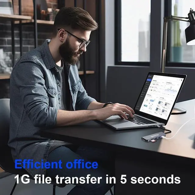 Alt view image 3 of 7 - USB C Hub Multiport Adapter Dongle for MacBook Air 6 in 1 USB C to HDMI Multiport Adapter with 4K HDMI 100W PD USB 3.0 SD/TF Card Reader MacBook hdmi Adapter for MacBook Air/Pro iPad  XPS