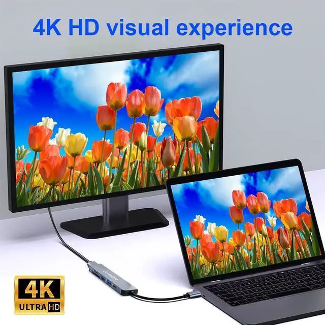 Alt view image 5 of 7 - USB C Hub Multiport Adapter Dongle for MacBook Air 6 in 1 USB C to HDMI Multiport Adapter with 4K HDMI 100W PD USB 3.0 SD/TF Card Reader MacBook hdmi Adapter for MacBook Air/Pro iPad  XPS