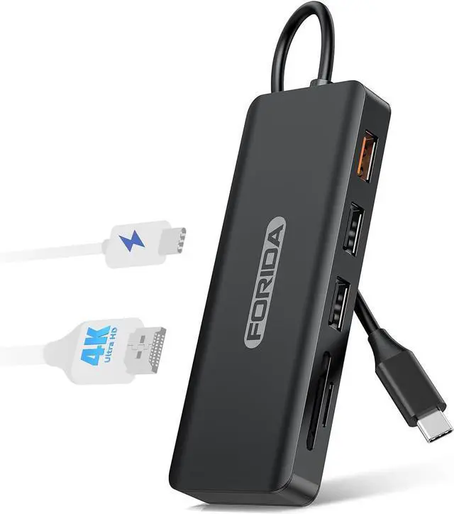 Main image of USB C Hub 7 Ports USB C MultiPort Adapter for MacBook Pro/Air Type C to HDMI Dongle with 4K HDMI 1 USB 3.2 Up to 10Gbps 2 USB 2.0 100W PD SD/TF for iPhone 15/16 and Other Type C Devices