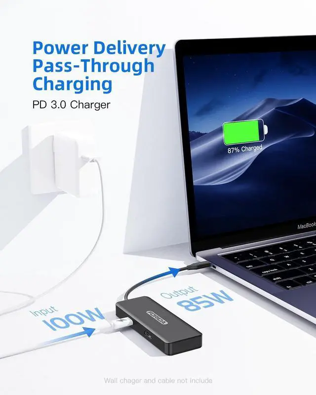 Alt view image 6 of 7 - USB C Hub 7 Ports USB C MultiPort Adapter for MacBook Pro/Air Type C to HDMI Dongle with 4K HDMI 1 USB 3.2 Up to 10Gbps 2 USB 2.0 100W PD SD/TF for iPhone 15/16 and Other Type C Devices