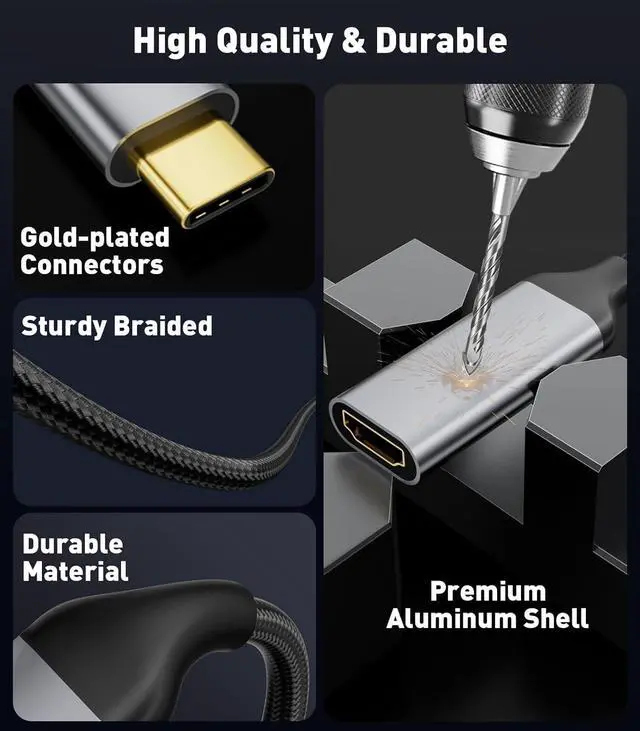 Alt view image 5 of 7 - USB-C to HDMI 2.1 Adapter | 8K@60Hz 4K@144Hz 2K@165Hz High-Speed USB Type C 3.1 to HDMI 8K Converter [Thunderbolt 3/4 Compatible] for MacBook Pro/Air iPad Other USBC Laptops