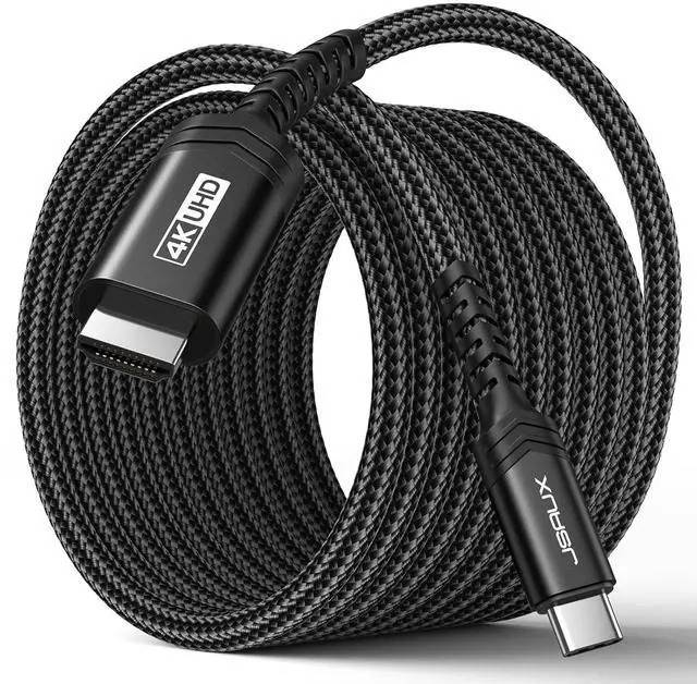 Main image of USB C to HDMI Cable 10ft | 4K@60Hz | USB 3.1 Type C to HDMI 2.0 Cord for Home Office (Thunderbolt 3/4 Compatible) with iPhone 16 Pro Max MacBook Pro/Air Galaxy S8 to S24 iPad Pro iMac-Black