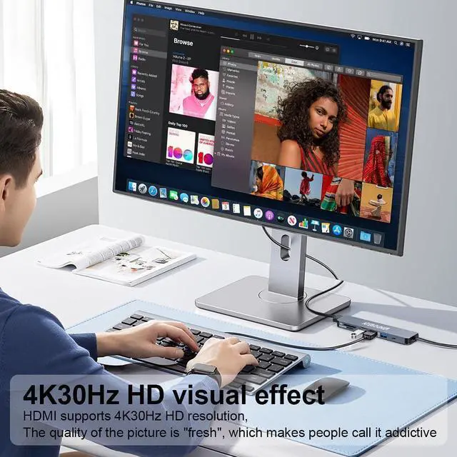 Alt view image 2 of 7 - MacBook Adapter Multiport USB c hub multiport Adapter MacBook USB Adapter USB hub USB c 7 in 1 usbc dongle with 4K HDMI 100W PD USB 3.0 hub with sd Card Reader usbc hub USB Adapter for MacBook Air