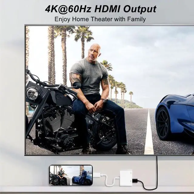 Alt view image 7 of 7 - USB C to HDMI Adapter for iPhone 15/16 to TV Type C to HDMI Adapter with 100W Fast Charging and 4K@60Hz Compatible with iPhone15 iPhone16 MacBook Ipad