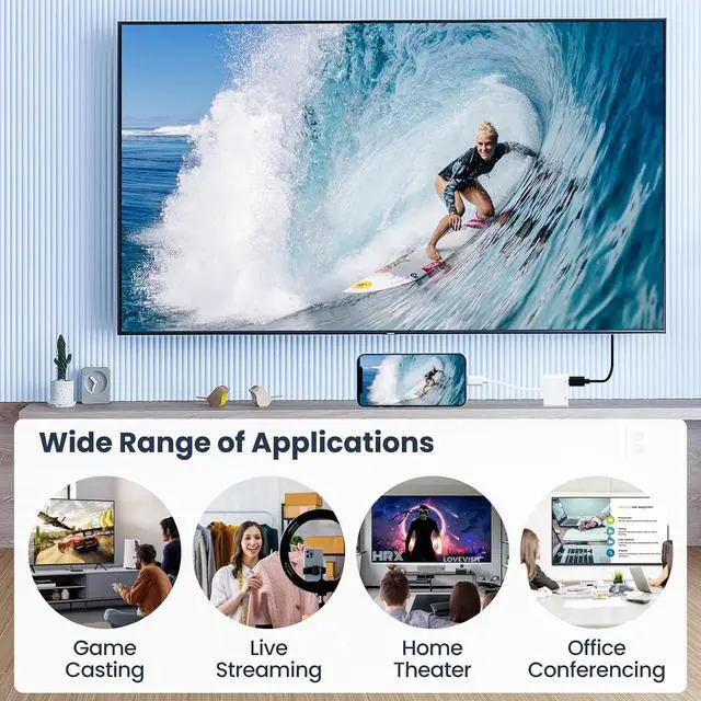 Alt view image 6 of 7 - USB C to HDTV Digital AV Adapter with 4K@60Hz HD Video & Audio Output 100W Fast Charge Compatible for iPhone 15/16 Pro/Max MacBook Pro/Air 2023 iPad Pro