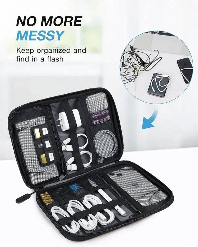 Alt view image 2 of 7 - Electronics Organizer Travel Case Small Cable Organizer Bag for Essentials Tech Organizer as Accessories Cord Organizer for Phone Power Bank SD Card Black
